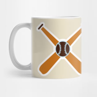 Baseballs with Sticks in cross sign sticker design vector logo. Sport object icon concept. Baseball sport logo icon. Mug